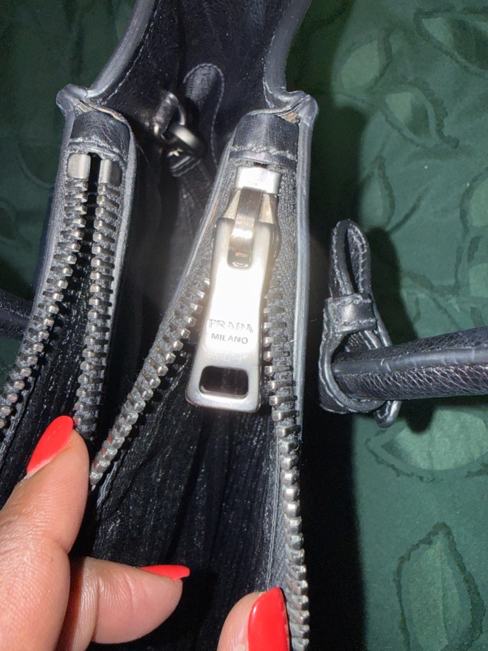 Prada Navy and Black Leather Top-Handle Tote - Picture 8 of 11